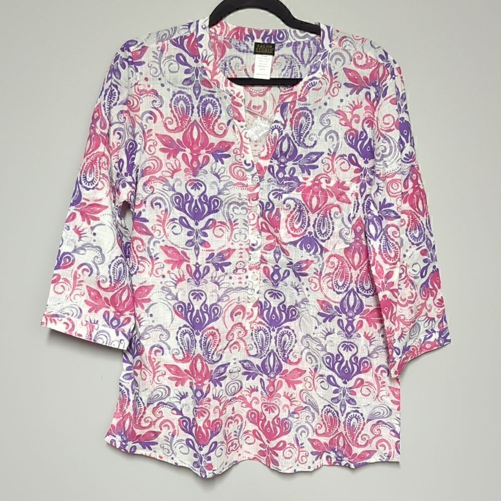 NWT Salon Studio Pink and Purple Blouse